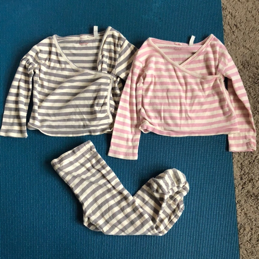 Stella McCartney Kids Gray Pink Stripe 12 Months Baby Clothes Top Footie Pants